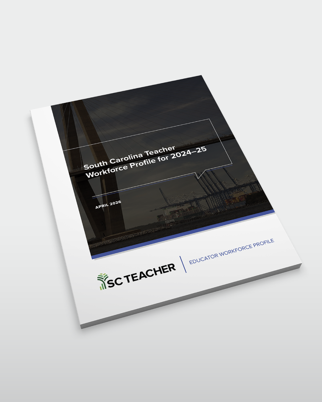 print version of the SC Teacher Workforce Profile on a grey background