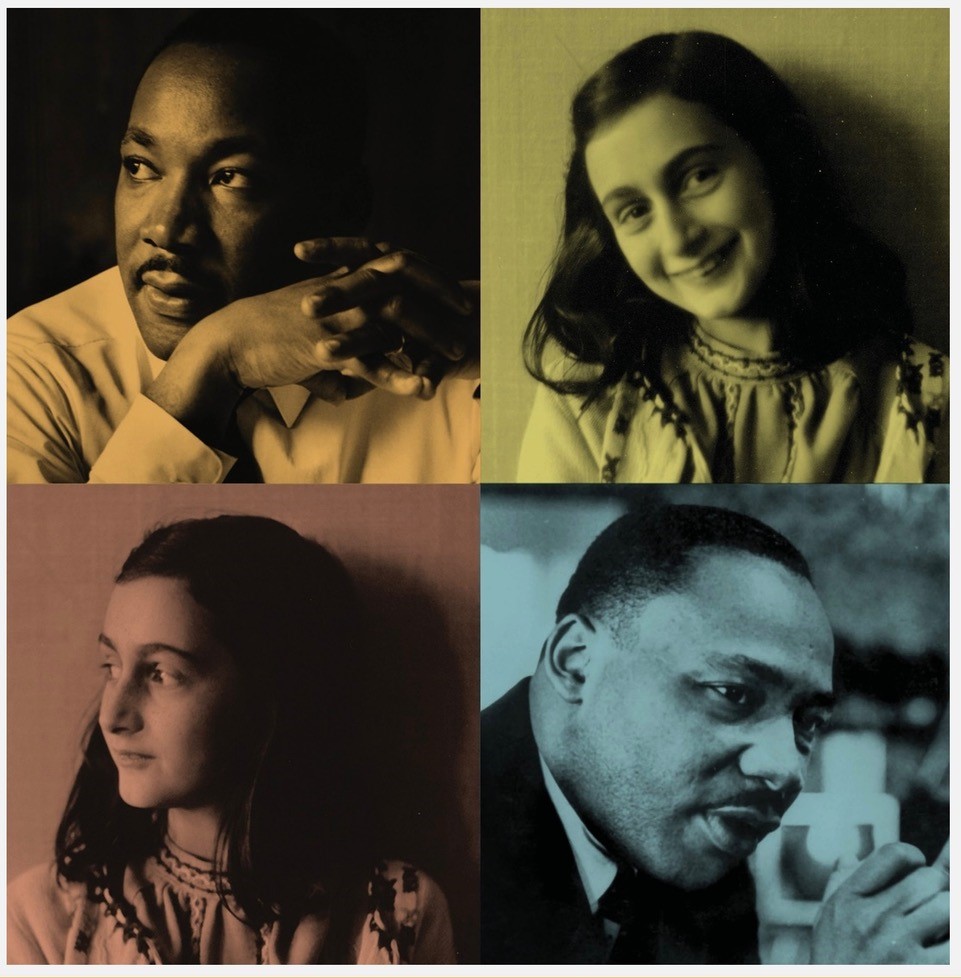 collage of photos of Anne Frank and Martin Luther King, Jr. 