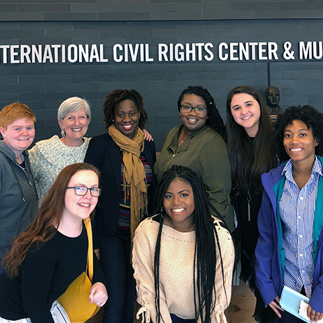 urban cohort students and faculty at Iternational Civil Rights Center & Museum