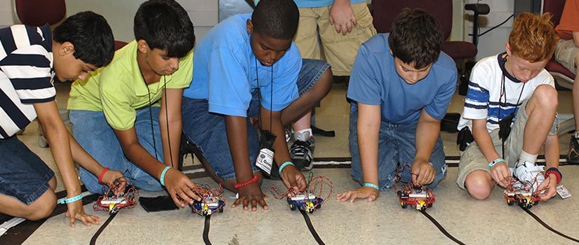 students race robotic cars