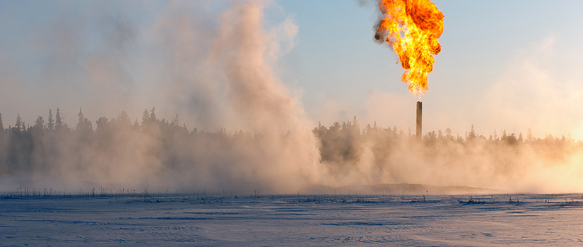 Methane burning at shale mining site