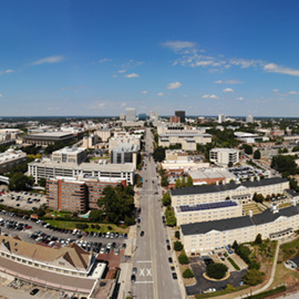 overhead view of downtown columbia