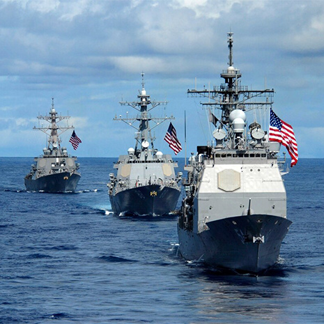 three navy ships