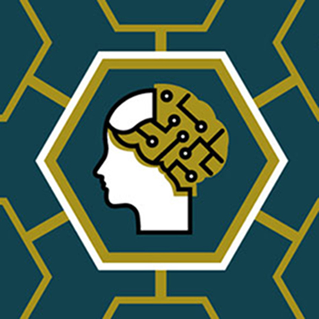 illustration of a head with circuit board as brain