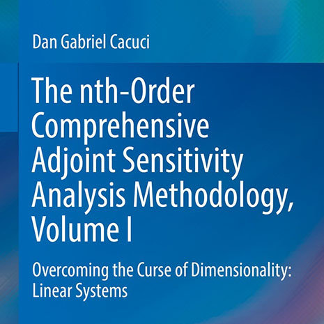 book cover, words with abstract background- The nth-Order Comprehensive Adjoint Sensitivity Analysis Methodology Volume 1