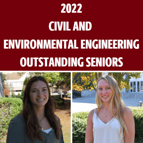 Collage of Civil outstanding seniors and text that say 2022 civil and enviromental engineering outstanding seniors