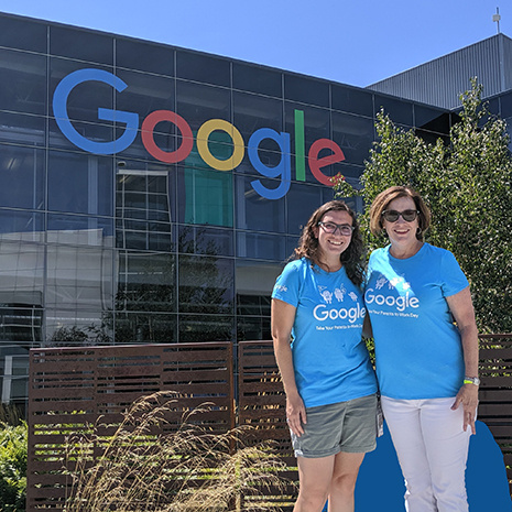 Alumna Maribeth Bottorff and her mom at Google headquarters