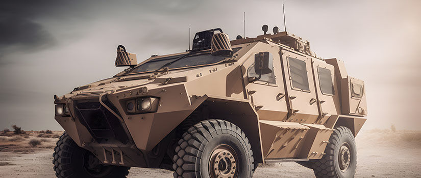 military vehicle with infrared signature