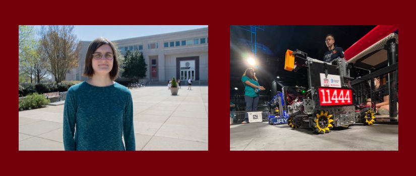 Pictured left is Athena Shier; pictured right is a robot used in the FTC competition