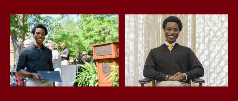 Khufu Holly receiving an award in the left picture and his headshot in the right photo. 