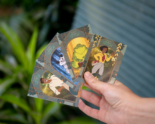 Kerry Moore holding her Disney cards.