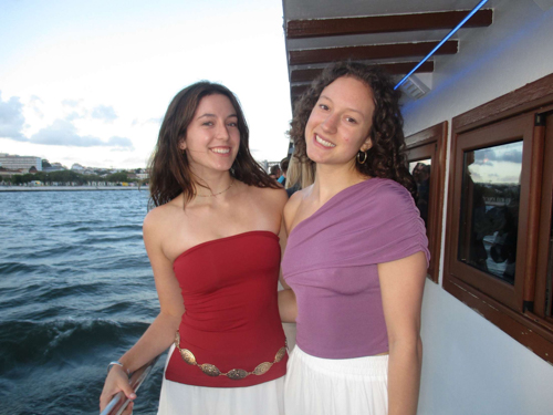 Sophia Conner with a friend on a cruise ship.