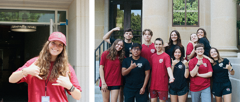 Kayla Davenport with a group of Pillars members