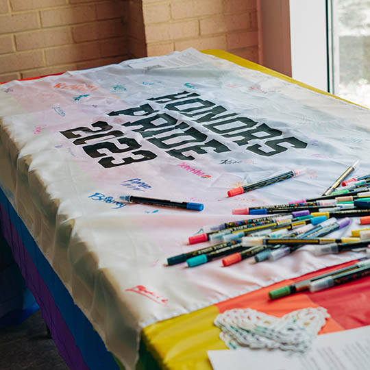 Colorful markers on a table