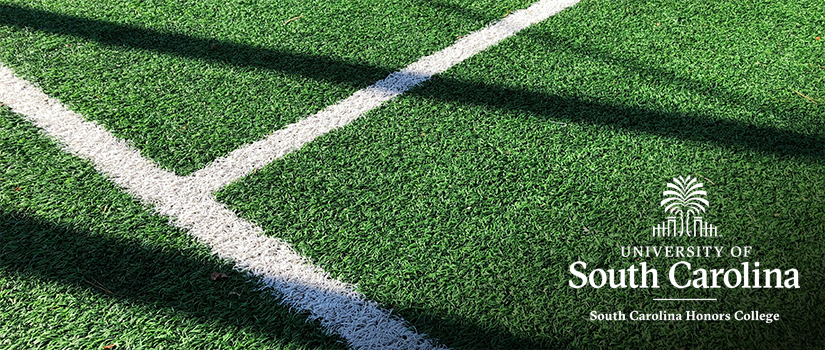 Close up of a football field