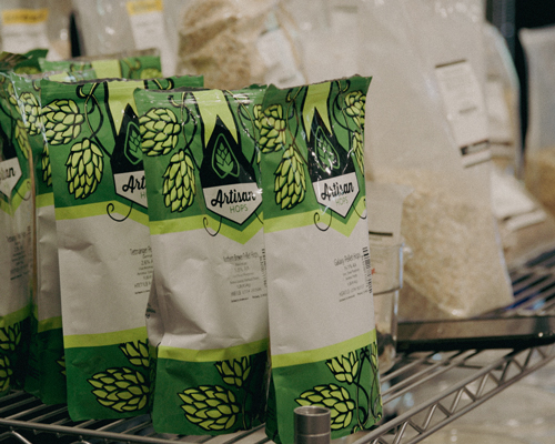 Bags of artisan hops