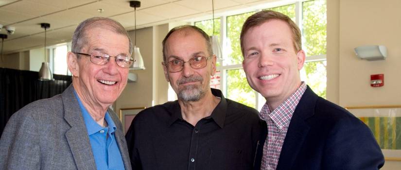 SCHC political science professor Don Fowler, former SCHC dean Peter Sederberg, and 2014 Distinguished Honors Alumnus Award recipient Reid Sherard at the 2014 homecoming brunch.