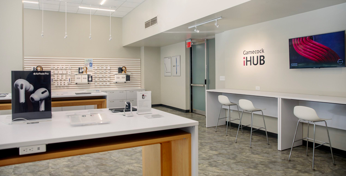 Gamecock iHUB is the first Apple Authorized Campus Store in the region and only the second in the nation to incorporate a classroom component into its business model. 