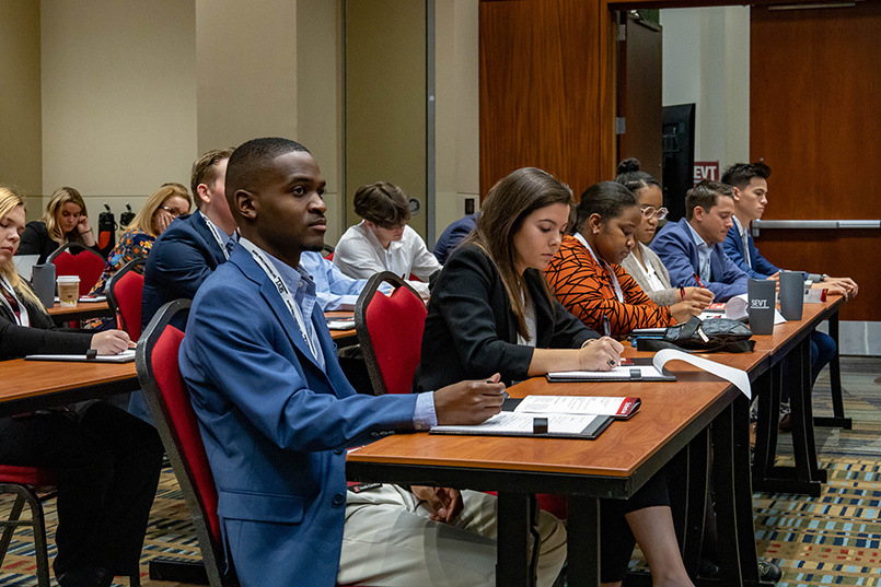 Department of Sport and Entertainment Management students listen to a panel at the Sport Entertainment and Venues Tomorrow conference over Nov. 16-18, 2022, at the Columbia Metropolitan Convention Center.