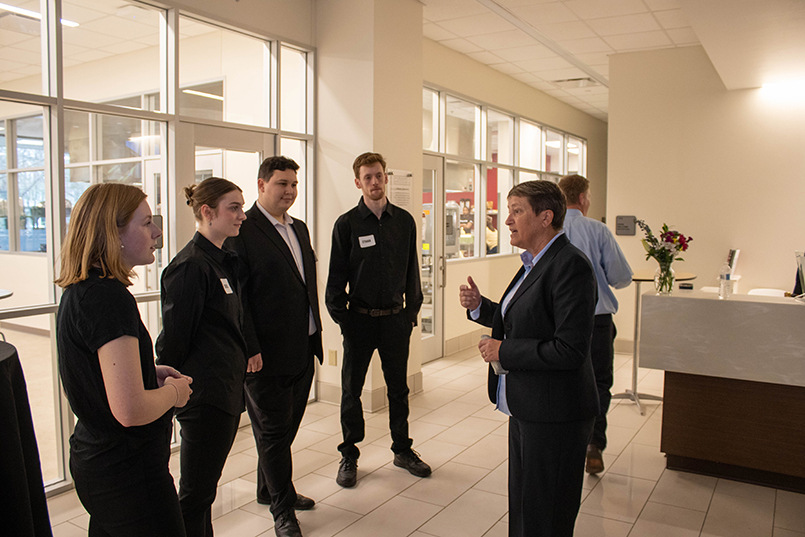 Professor Robin DiPietro gives students instructions before an event at the Marriott Lab.