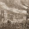 Drawing of Columbia in flames during the Civil War.