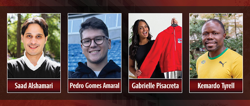 headshots of Saad Alshamari, Pedro Gomes Amaral, Gabrielle Pisacreta, Kemardo Tyrell
