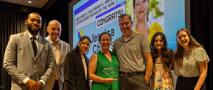 Jessica Chavis with husband, Dean Michael Sagas, and HRSM students.