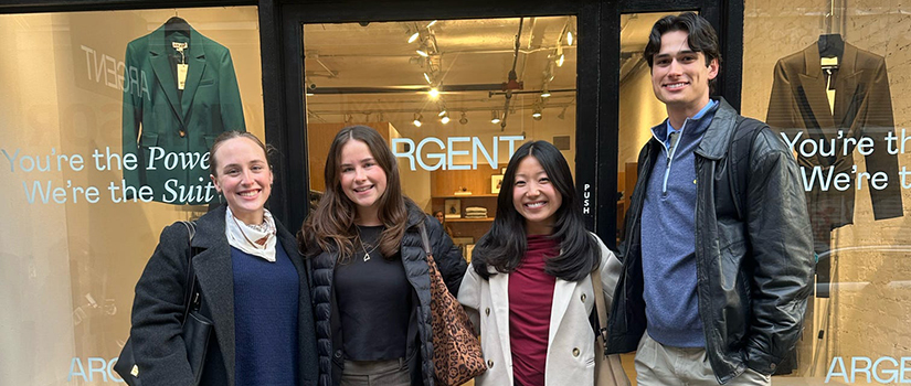 USC retailing students pose outside the Argent storefront in New York City during the NRF student trip.