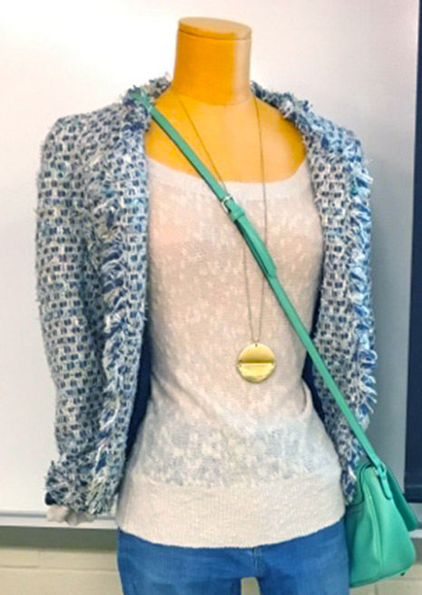 A mannequin displays an outfit curated by Cocky Couture club members.