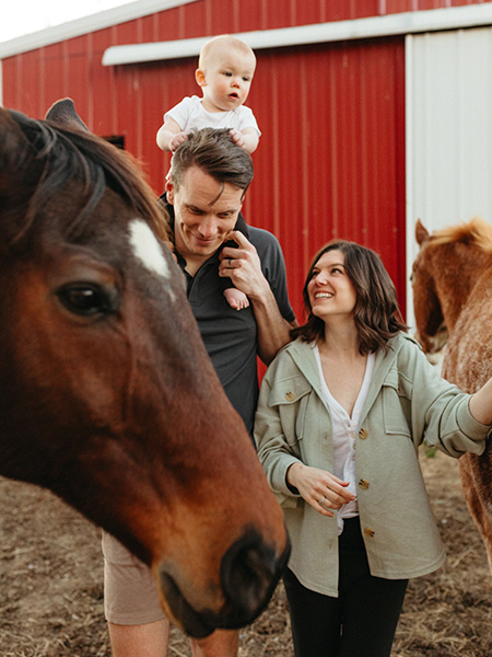 Brannon Desseyn with his wife and son on their small farm outside Nashville, Tennessee