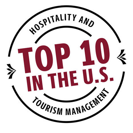 Graphic stating Top-10 in the U.S. for hospitality and tourism management.
