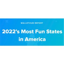 Graphic stating, WalletHub Report 2022's Most Fun States in America
