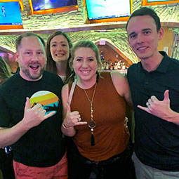 Rebecca Duensing, David Cox and Derek Streigle pose together as the Gamecocks meet up in Vegas.
