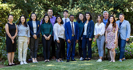 Group photo of HRTM Ph.D. students with Program Director Marketa Kubickova