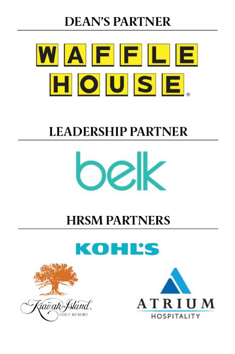 Thank you to HRSM Corporate Partners: Dean's Partner — Waffle House, Leadership Partner: Belk, HRSM Partners: Kiawah Island Golf Resort, Kohl's and Atrium Hospitality