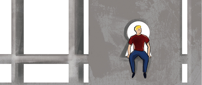 illustration of man sitting in jail cell