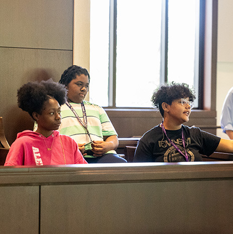 Middle school students in jury box