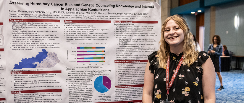 Ashton Farmer with her research project at the 2026 Discover USC event