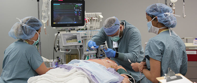 Nurse anesthesia students in simulation lab