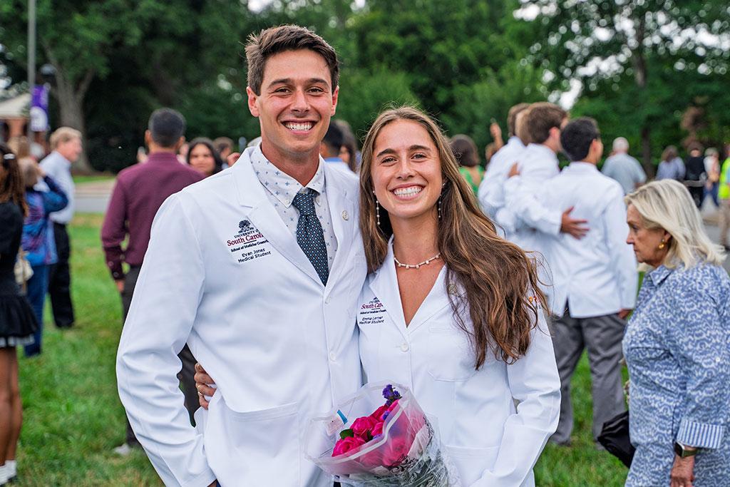The USC School of Medicine Greenville Class of 2030 received white coats during the annual White Coat Ceremony