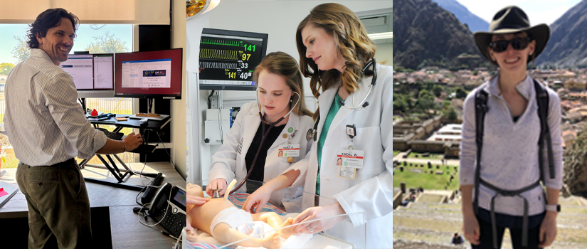 Three alumnae working with patients.