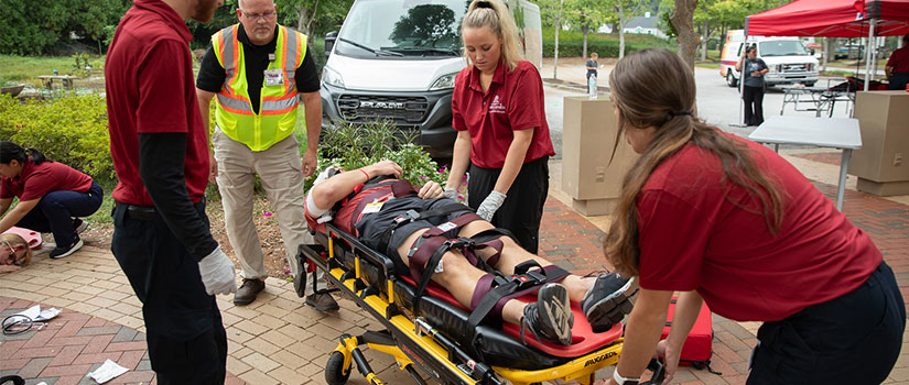 Students participating in Disaster Day.