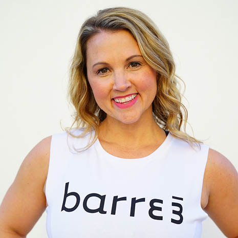 Promotional image of Lauren Truslow in a barre3 shirt