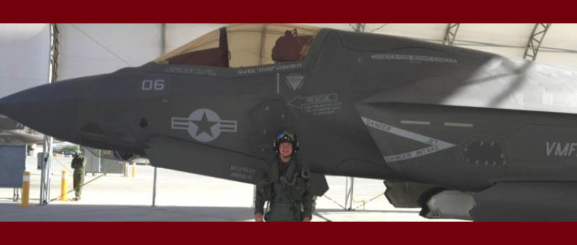 Image of Brian Gerschutz in front of a F-35 jet plane