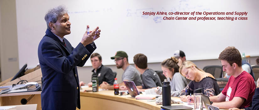 Image of Sanjay Ahire, Sanjay Ahire, co-director of the Moore School’s Operations and Supply Chain Center and professor, teaching a class