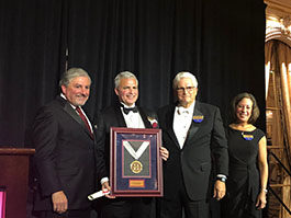 (From left) John Murabito, chair of the NAHR Board of Directors; Anthony Nyberg, director of the Moore School's MHR program; Ken Hutchison, chair of the NAHR Foundation; and Jill Smart, president of the NAHR and the NAHR Foundation, as the Riegel & Emory HR Research Center is recognized as the 2018 NAHR Fellow