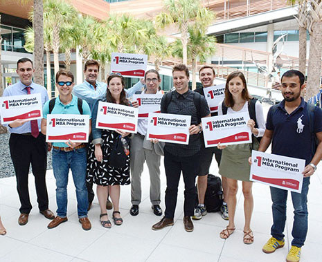International MBA students and staff in the Moore School Palmetto Courtyard