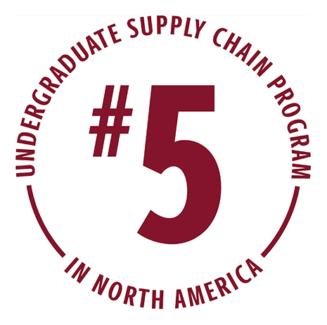 Darla Moore School of Business stamp that reads No. 5 Undergraduate Operations and Supply Chain Program in North America