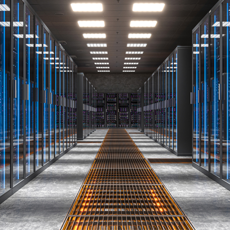 inside a data center with processors