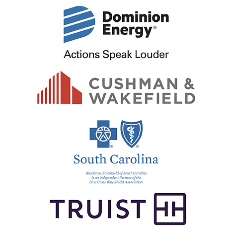 sponsor logos for Dominion Energy: Actions Speak Louder; Cushman and Wakefield; Blue Cross Blue Shield of South Carolina; Truist